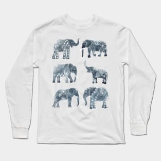 Floral Elephants - Gray Long Sleeve T-Shirt